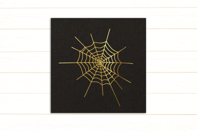 spiderweb single line sketch design in gold foil