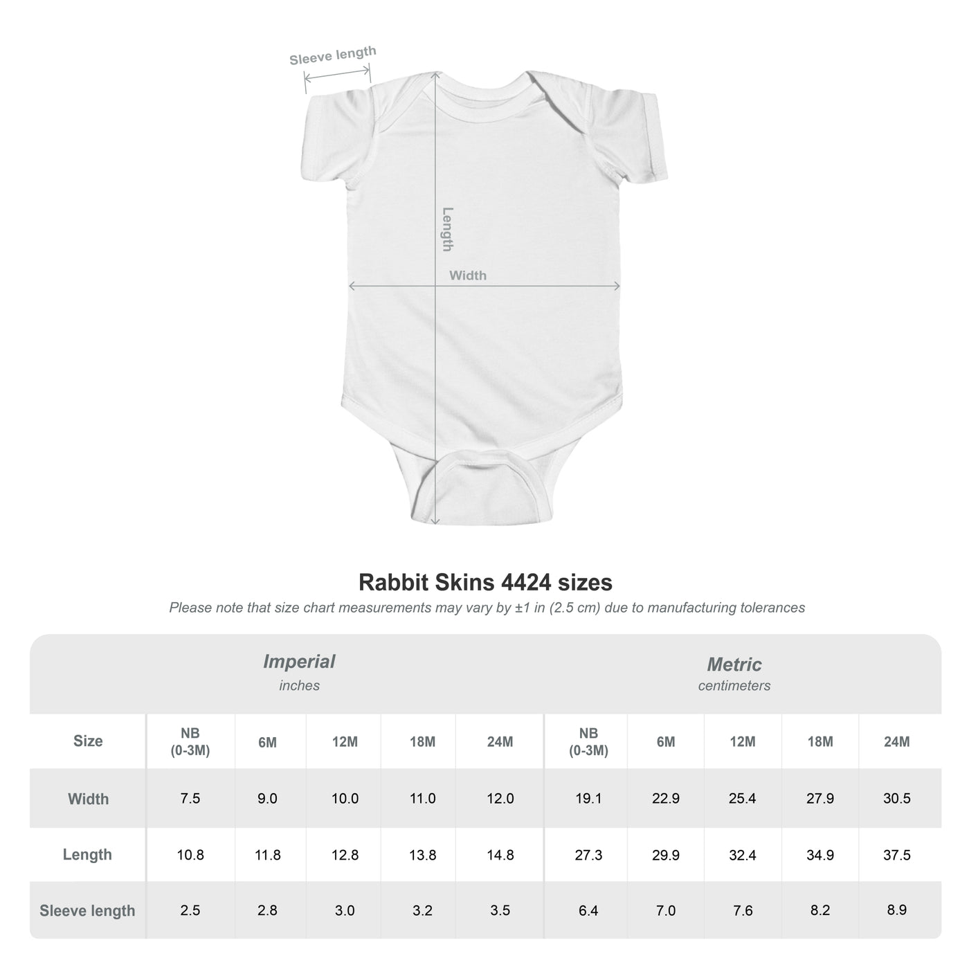 onesie size chart
