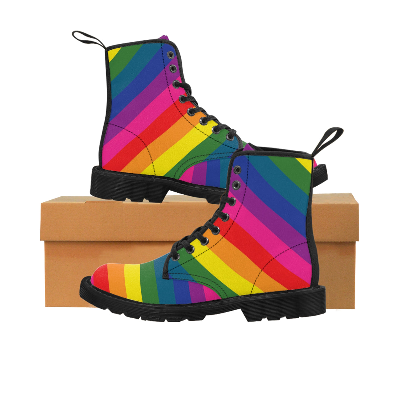 Rainbow Stripe Combat Boots