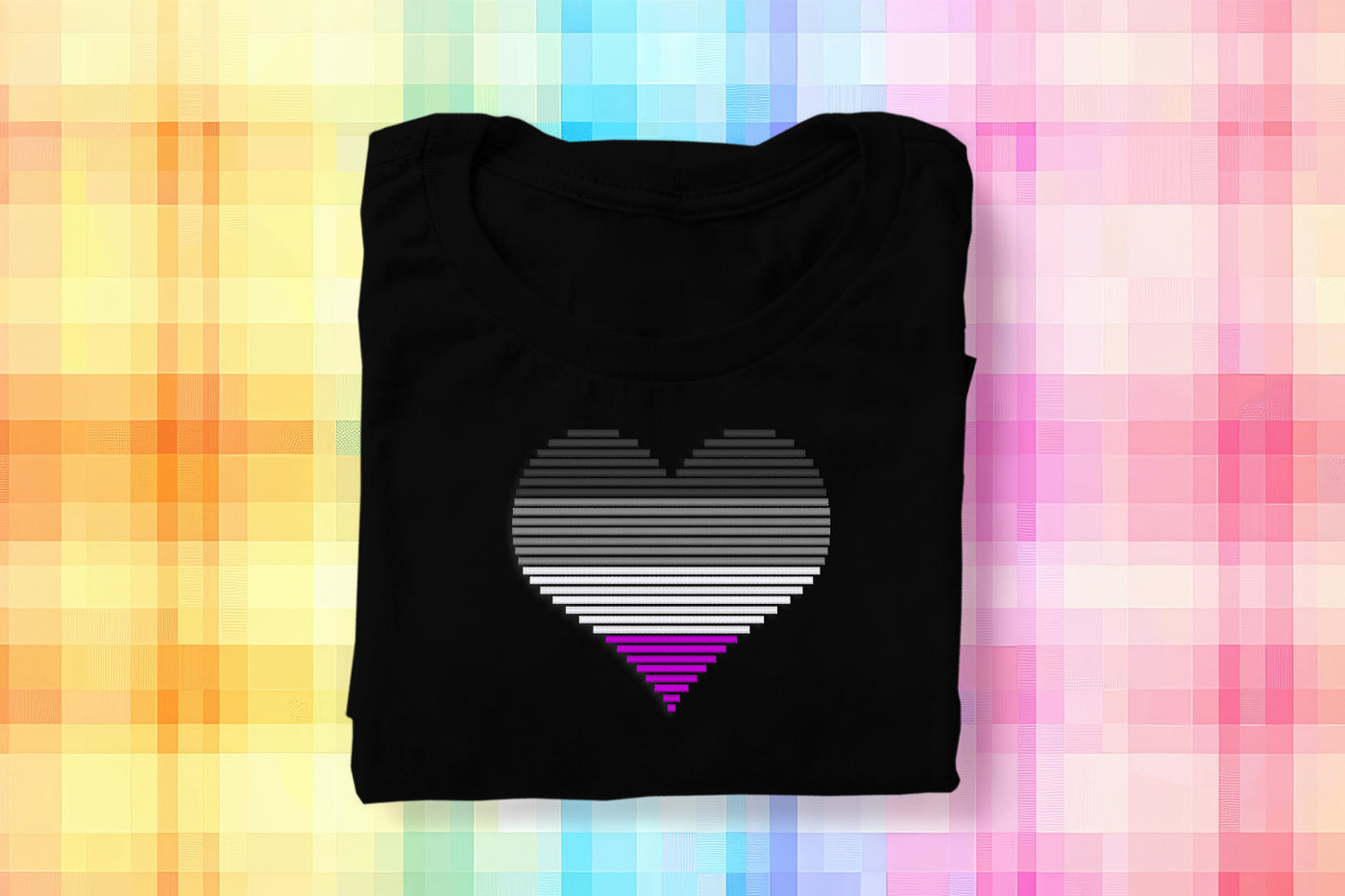 4 Color Striped Heart Embroidery