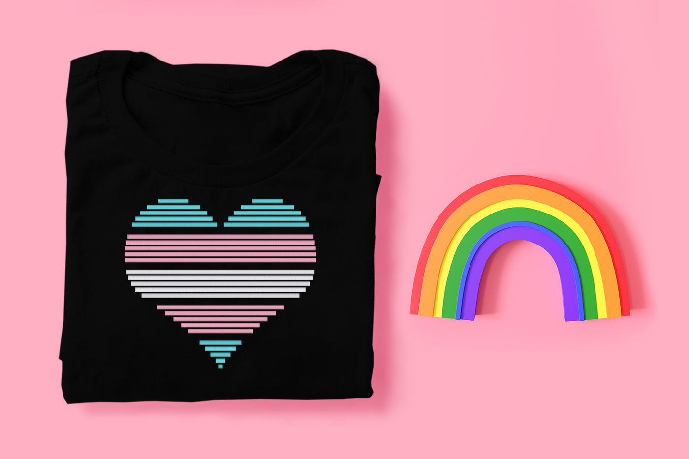 5 Color Striped Heart Embroidery