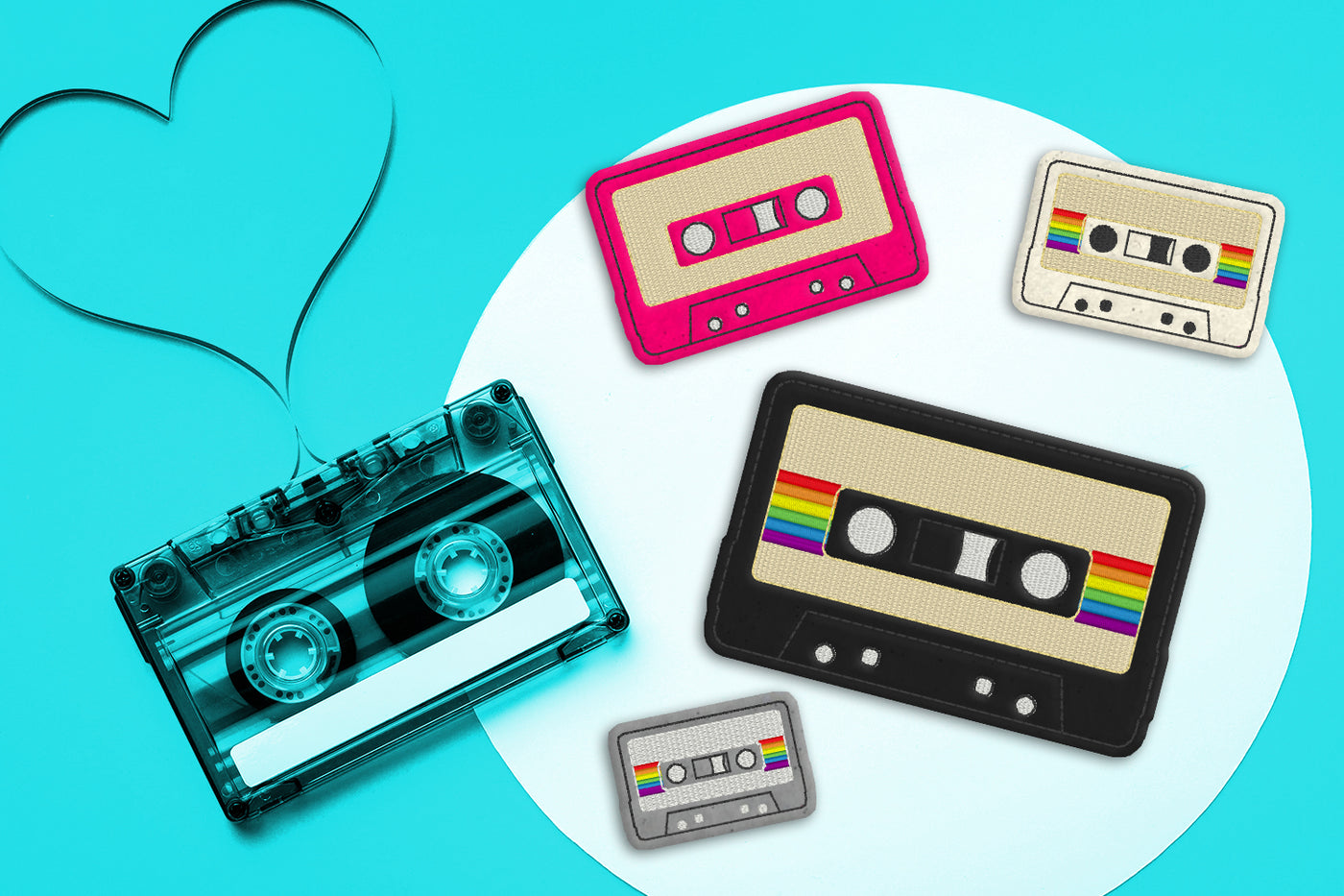 80s Rainbow Cassette Tape ITH Feltie Applique Embroidery File