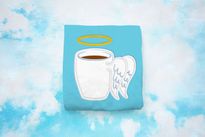 Cocoa or Death Angel Wing Mug Applique Embroidery File Duo
