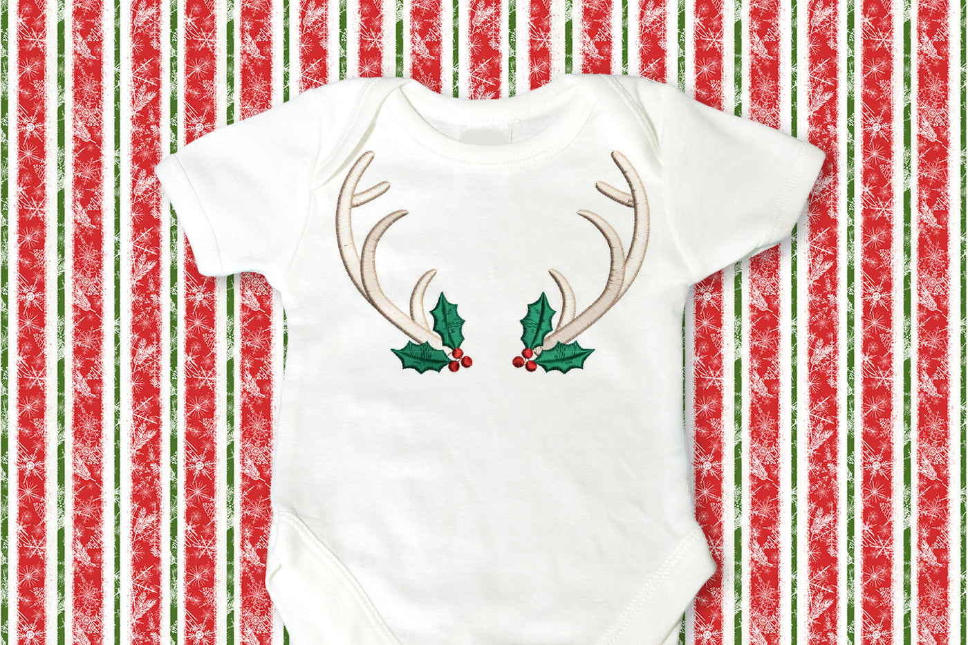 Reindeer Antlers with Holly Embroidery