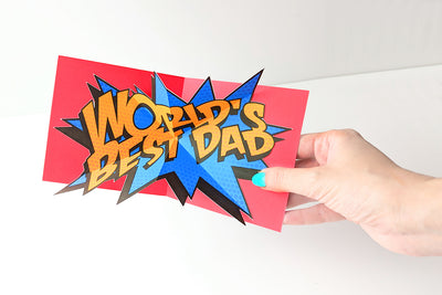 Comic Book Style World's Best Dad Pop Up Card Print and Cut SVG