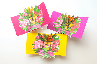 Tulip Bouquet Pop Up Card with Optional Mom Print and Cut SVG