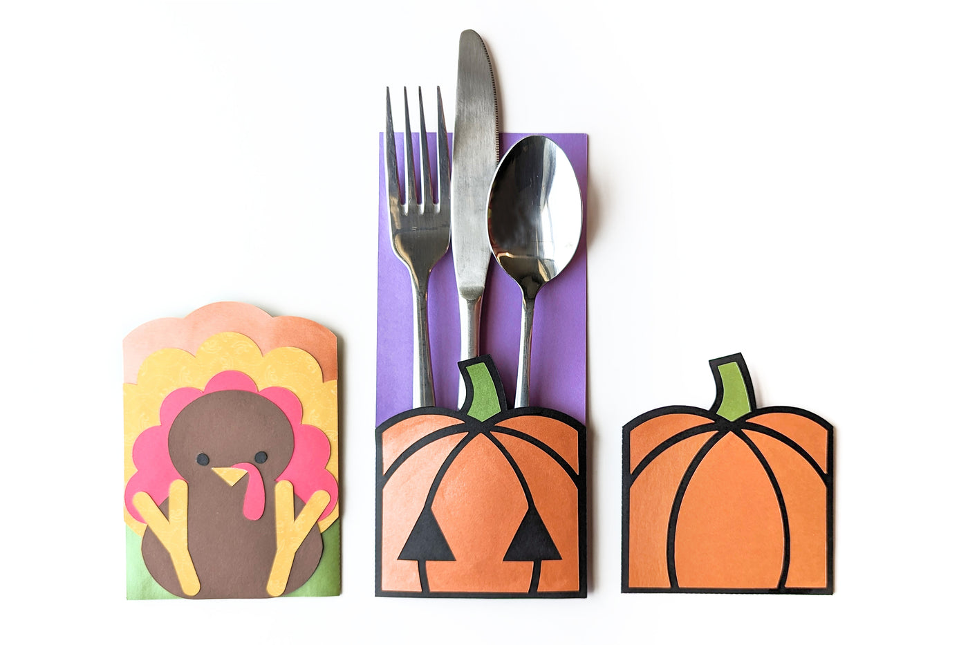 Fall Holiday Silverware Sleeve SVG File Duo