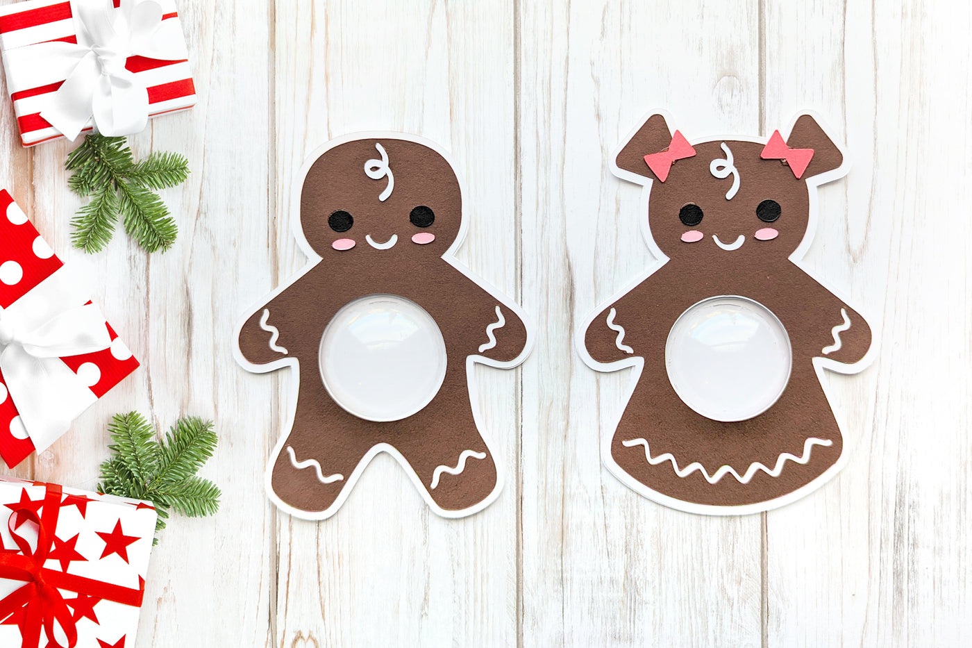 Christmas Gingerbread Candy Dome Holder SVG File Duo