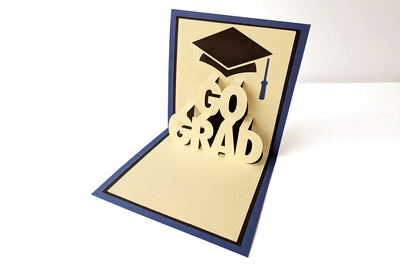 Go Grad with Graduation Cap Kirigami Word Pop Up Card SVG