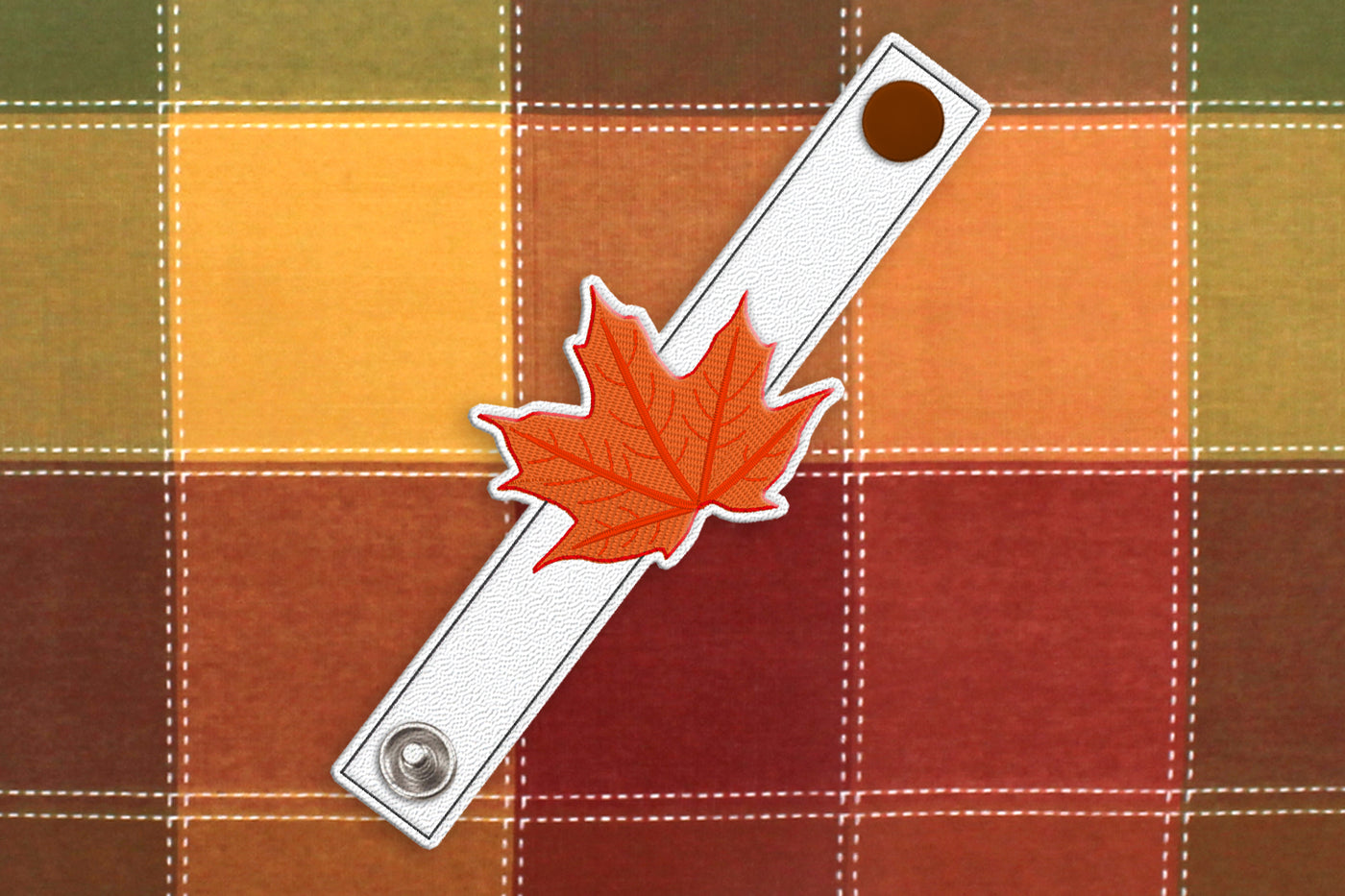 Fall Leaf Napkin Ring ITH Applique Embroidery