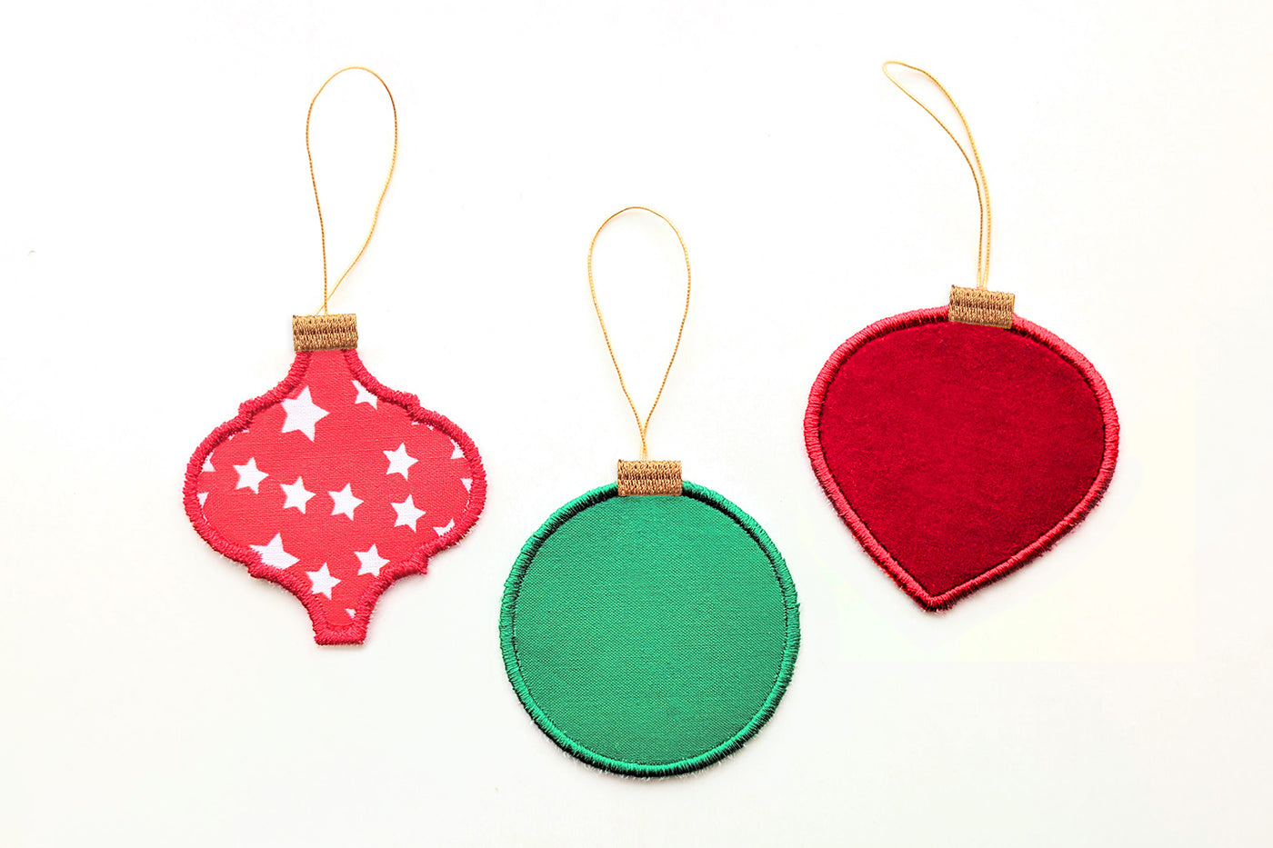 Regular Fabric Christmas Ornament ITH Applique Embroidery Trio