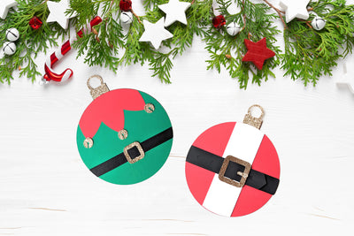 Santa and Elf Suit Ornaments SVG File Duo