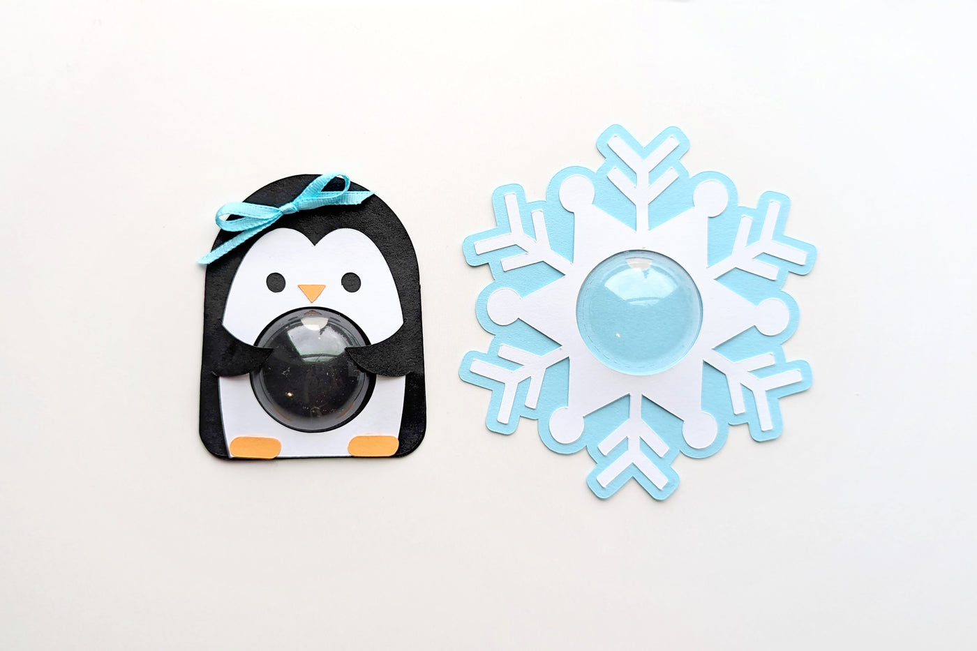 Penguin and Snowflake Candy Dome Holder SVG Duo