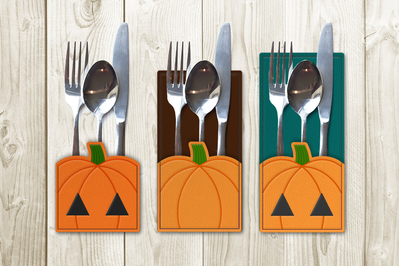 Pumpkin Silverware Sleeve ITH Applique Embroidery File