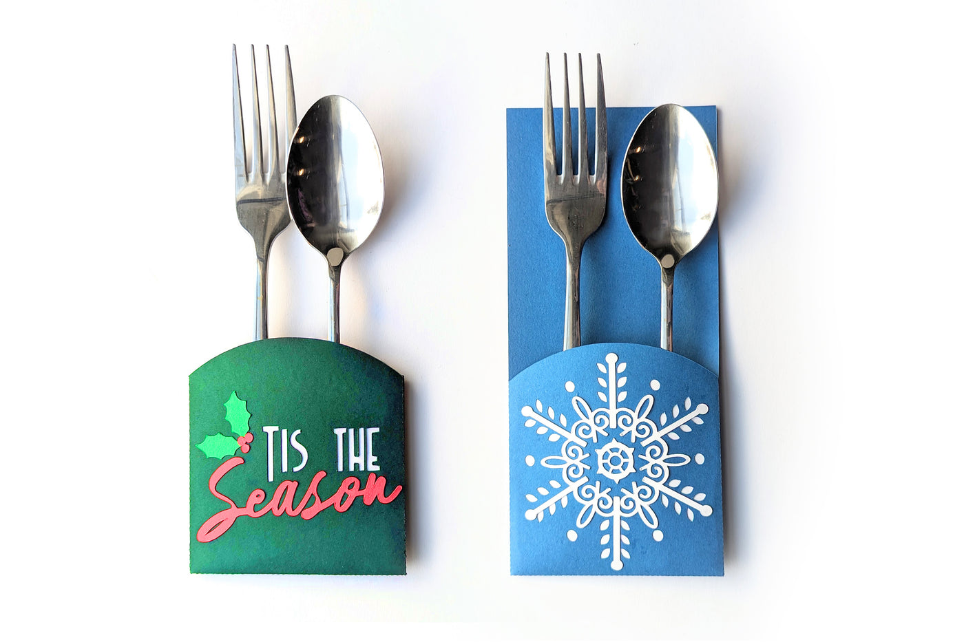 Christmas Tis the Season and Snowflake Silverware Sleeve SVG