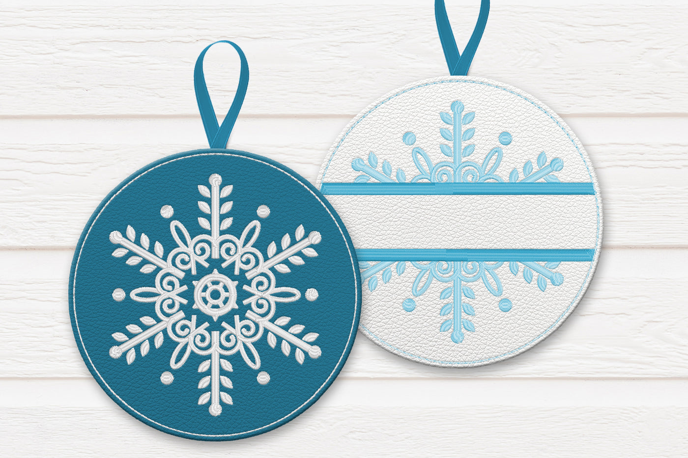 Snowflake Ornament ITH Applique Embroidery File Duo