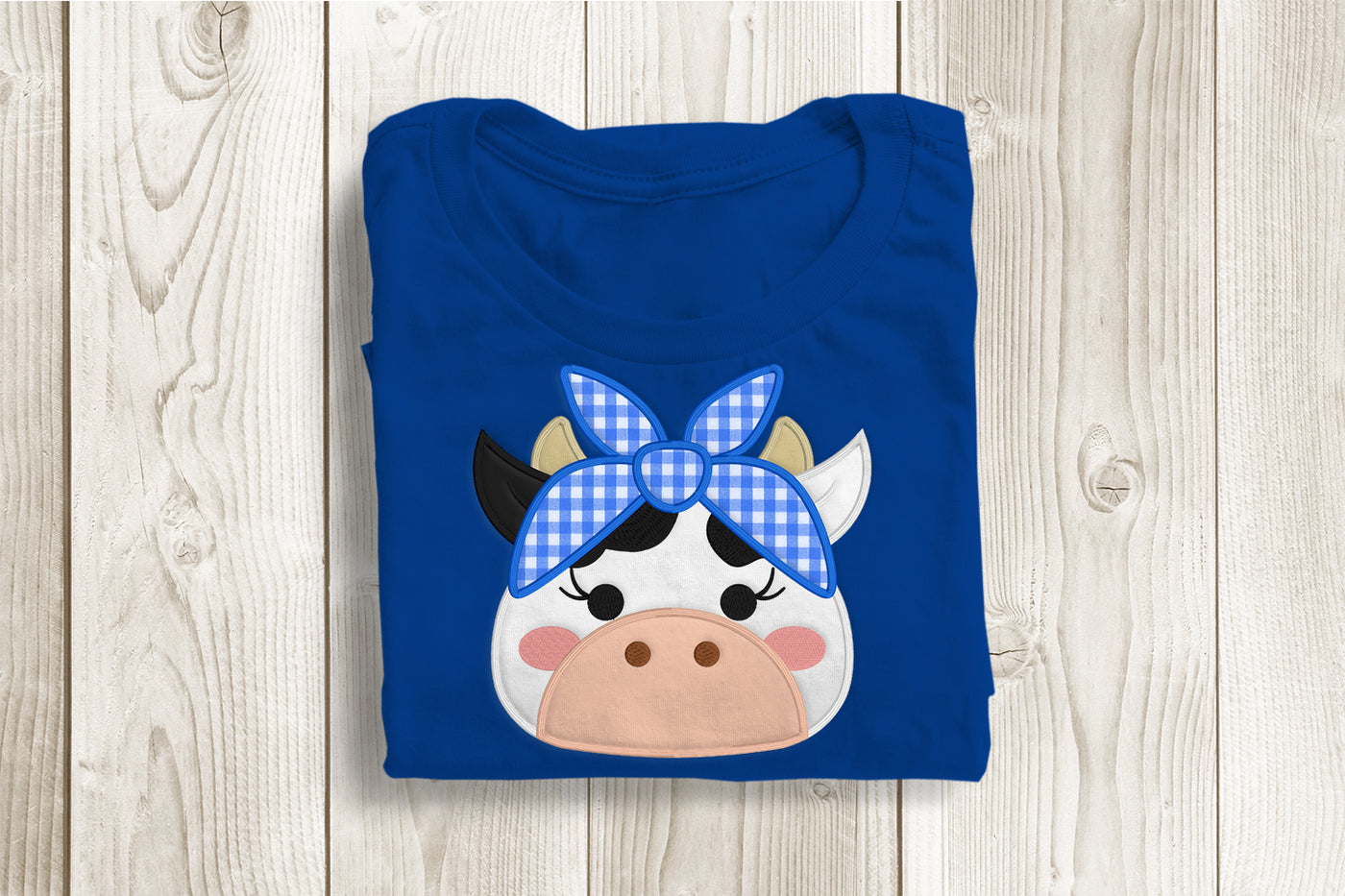 Cow with Bandanna Applique Embroidery File