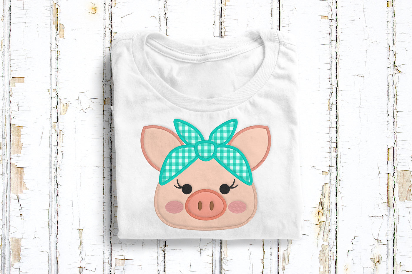 Pig with Bandanna Applique Embroidery