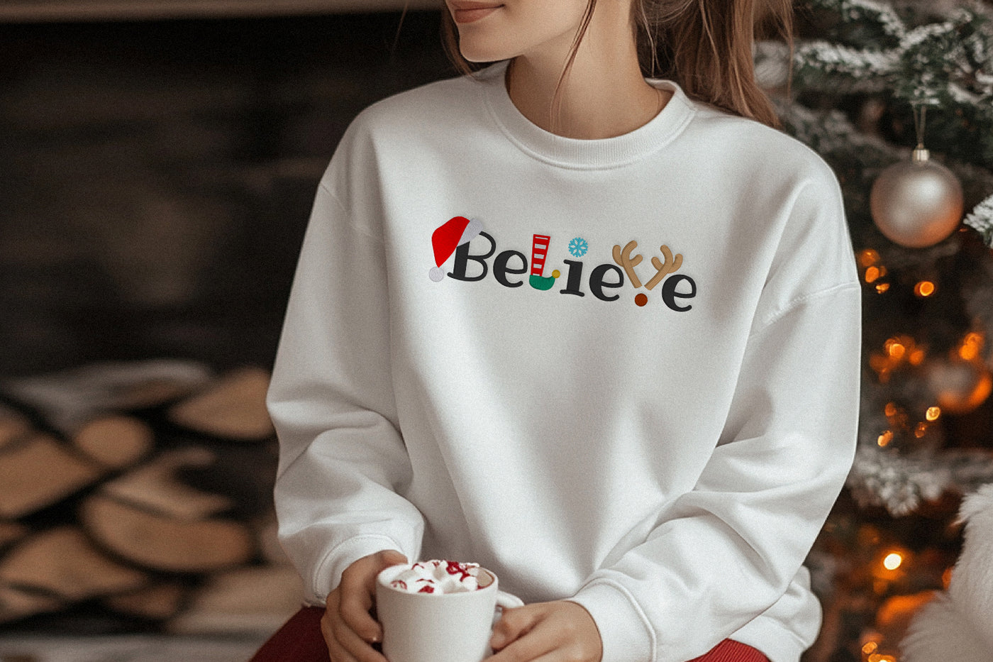 Christmas Symbol Believe Embroidery File