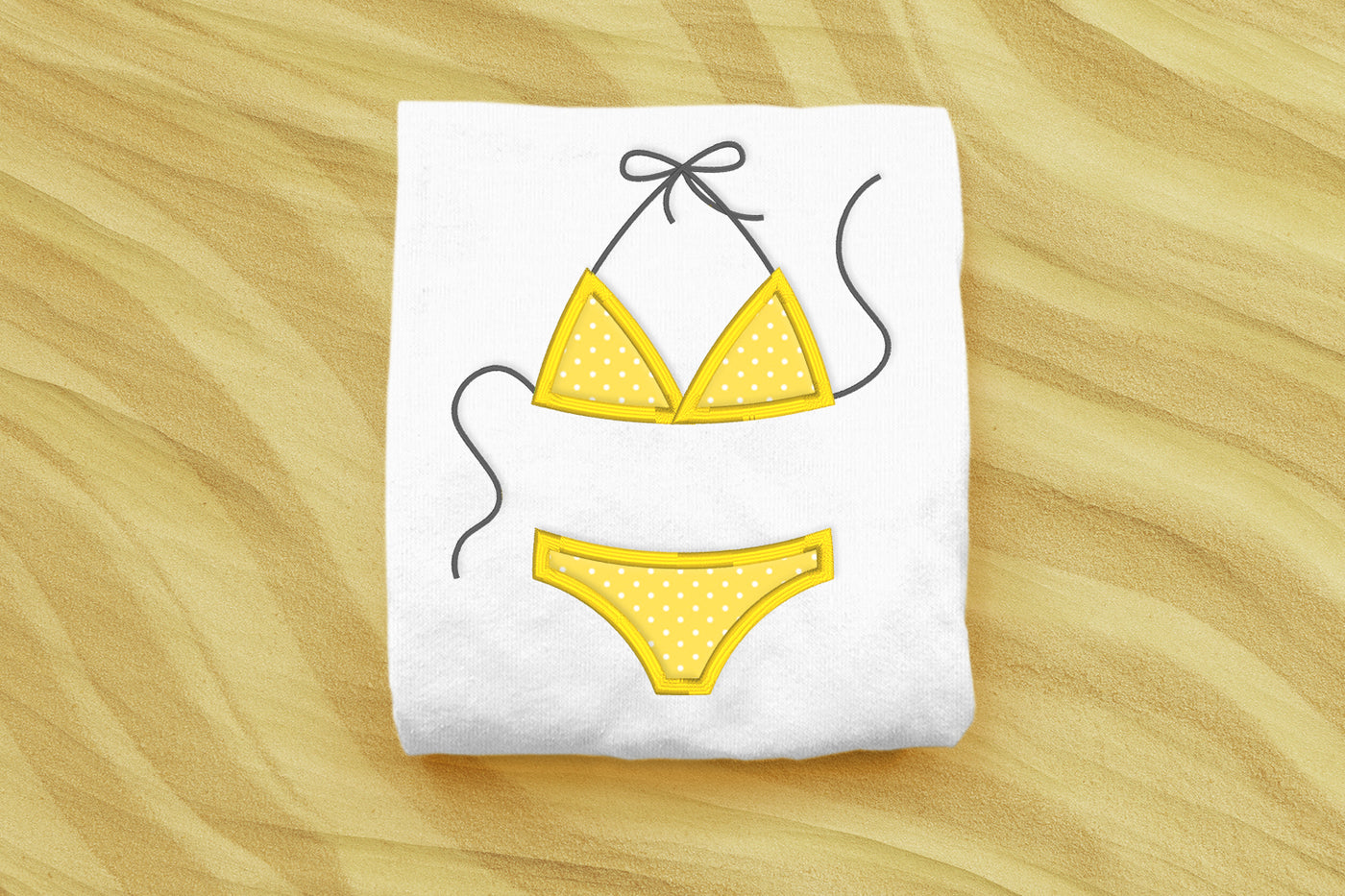 String Bikini Applique Embroidery File