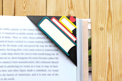 Stack of Books Papercut Corner Bookmark SVG File