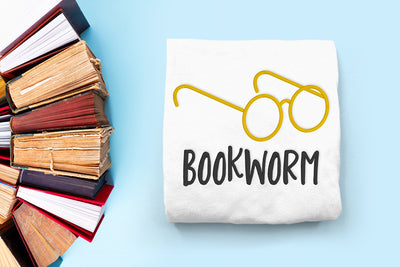 Bookworm Round Glasses Applique Embroidery File