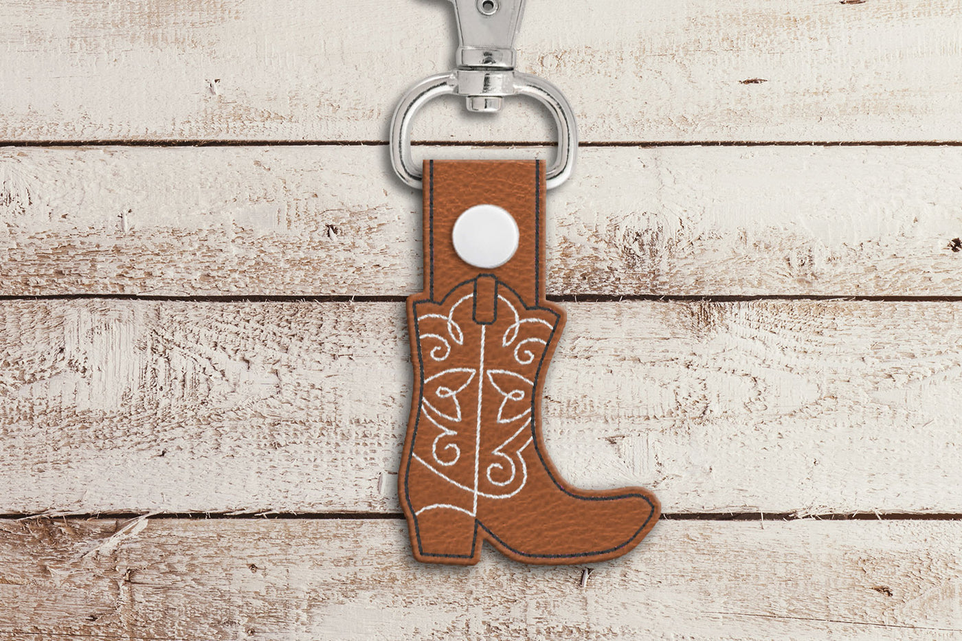 Western Boot Key Fob ITH Applique Embroidery File