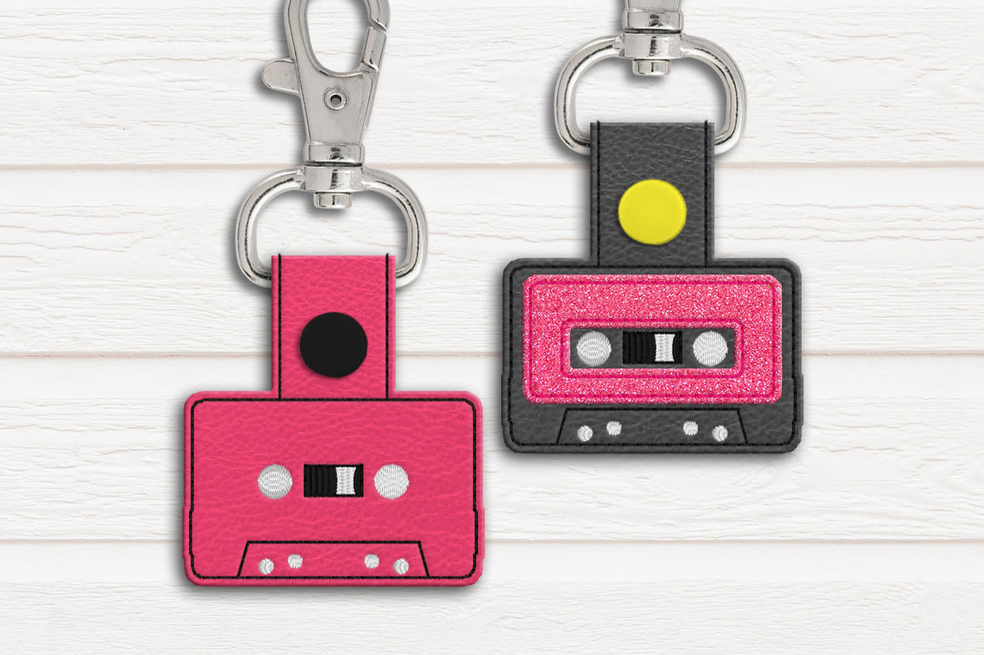 Cassette Tape ITH Key Fob Applique Embroidery