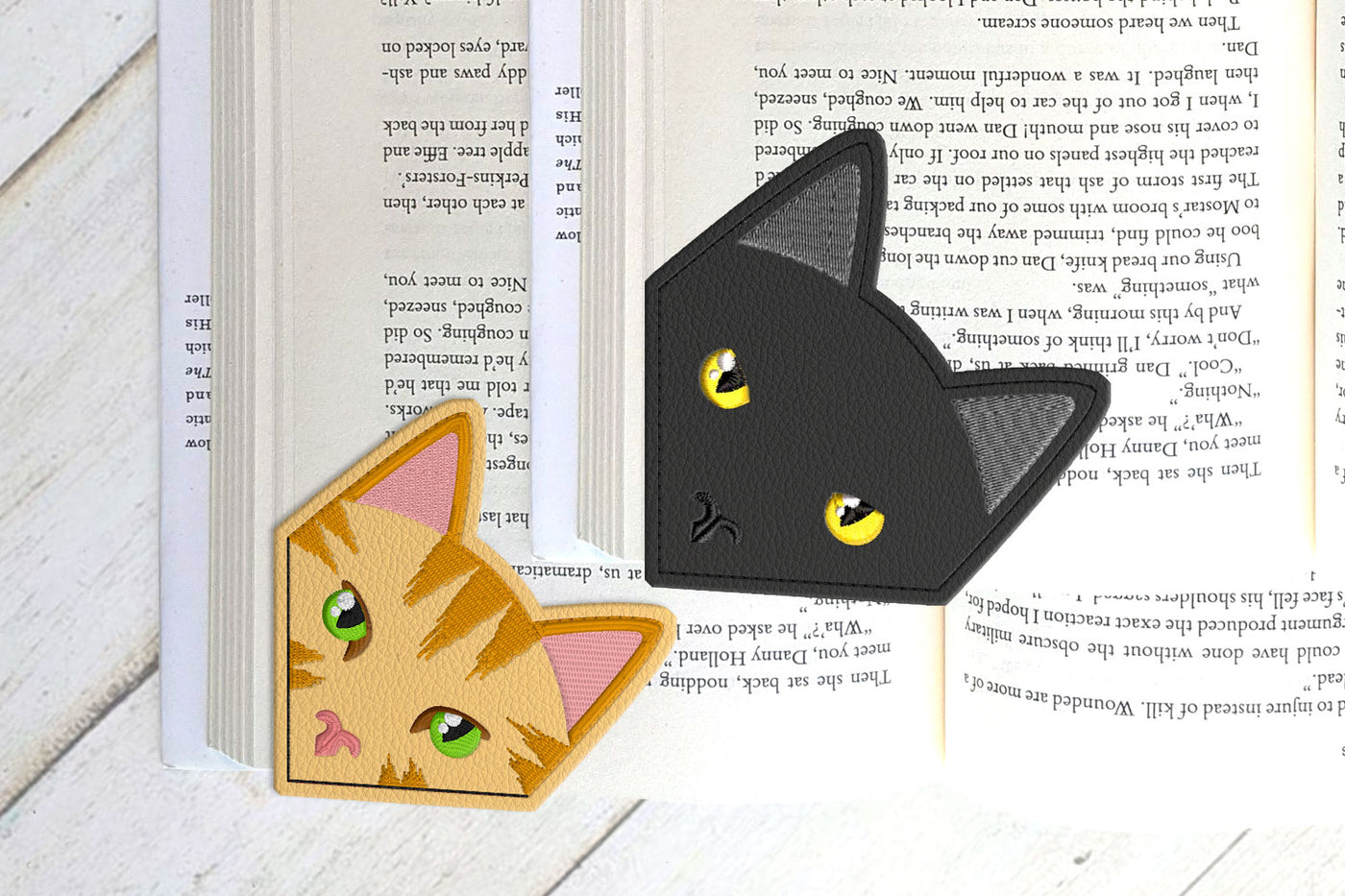 Realistic Cat Face Corner Bookmark ITH Applique Embroidery File