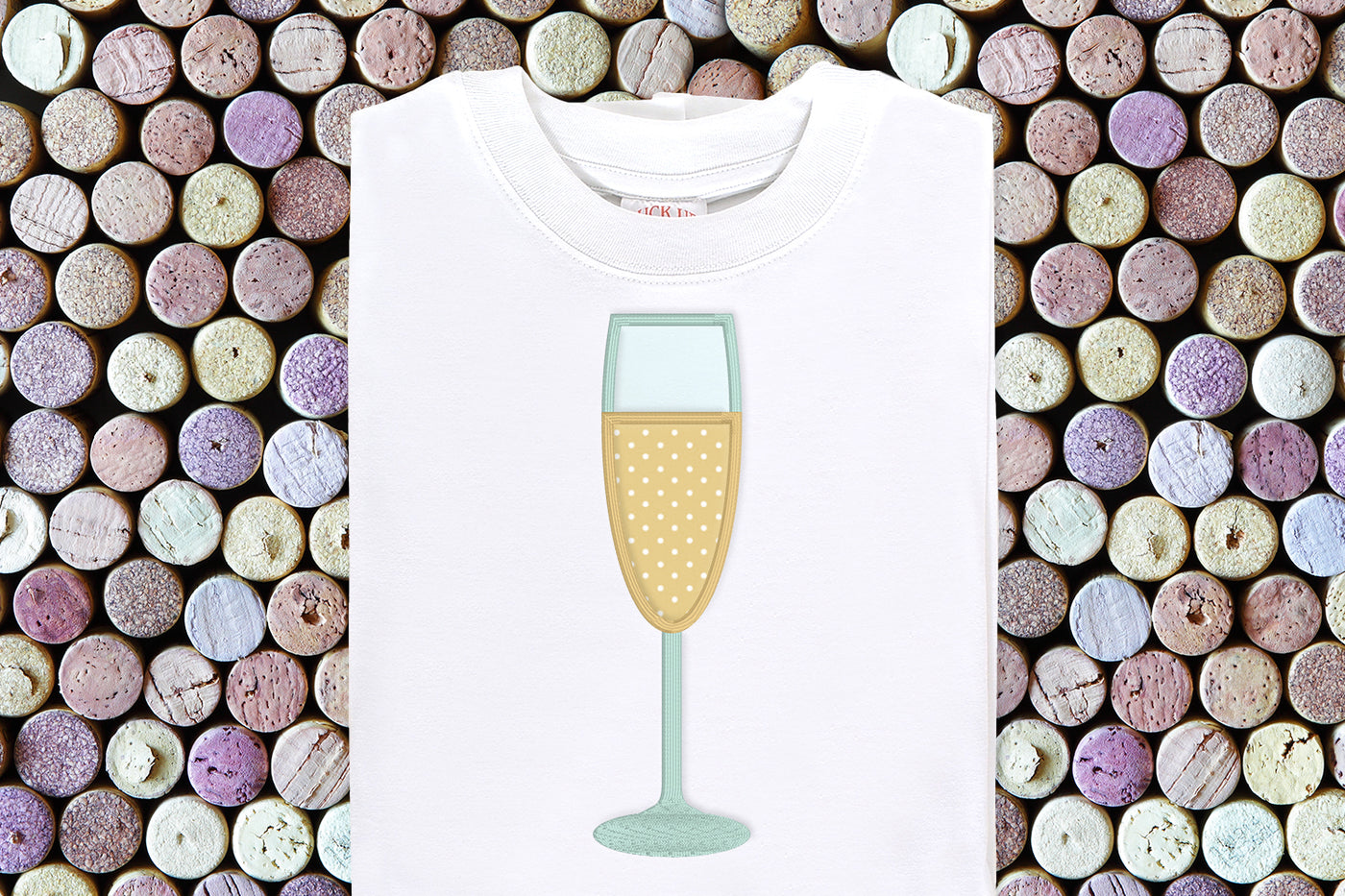 Champagne Flute File Applique Embroidery