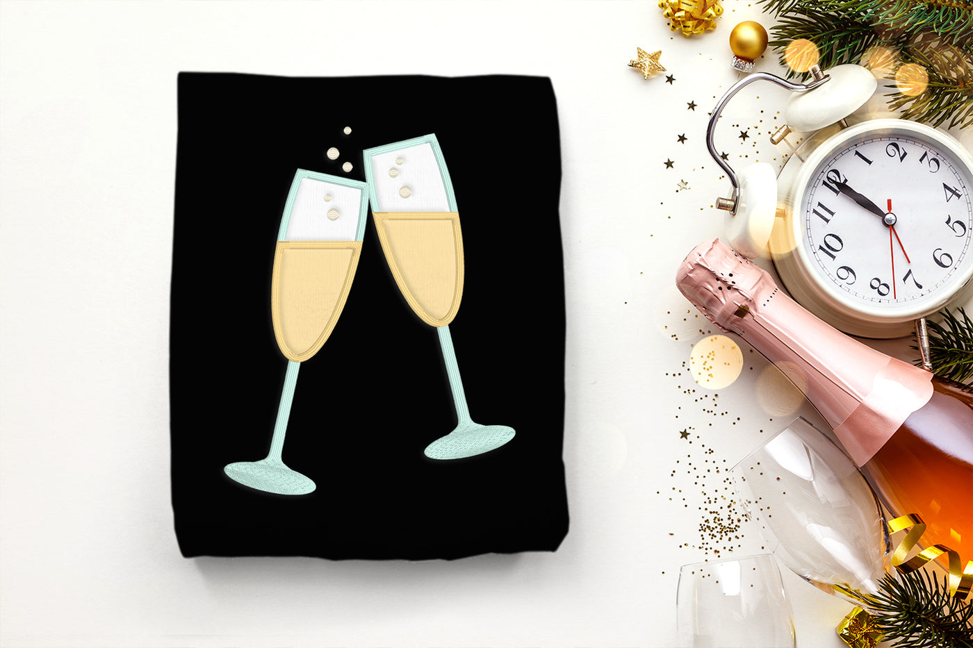 Champagne Toast Applique Embroidery File