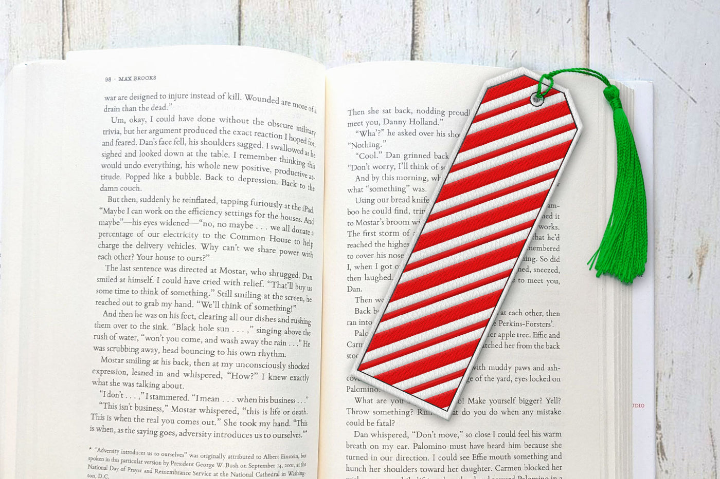 Dual Stripe Christmas Bookmark ITH Applique Embroidery File