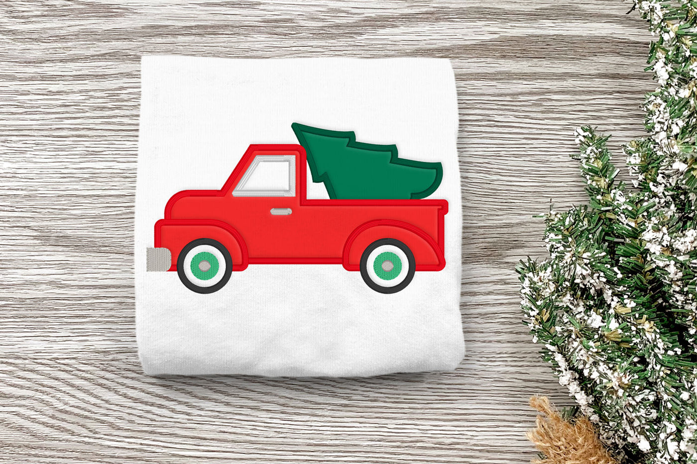 Christmas Tree Vintage Truck Applique Embroidery File