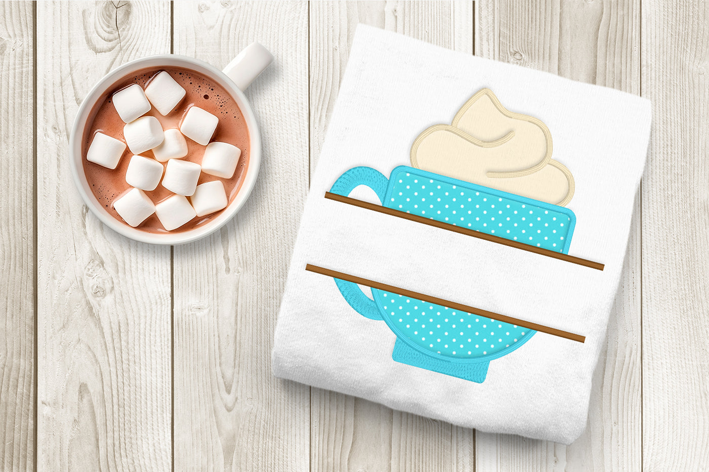 Hot Cocoa Split Applique Embroidery File