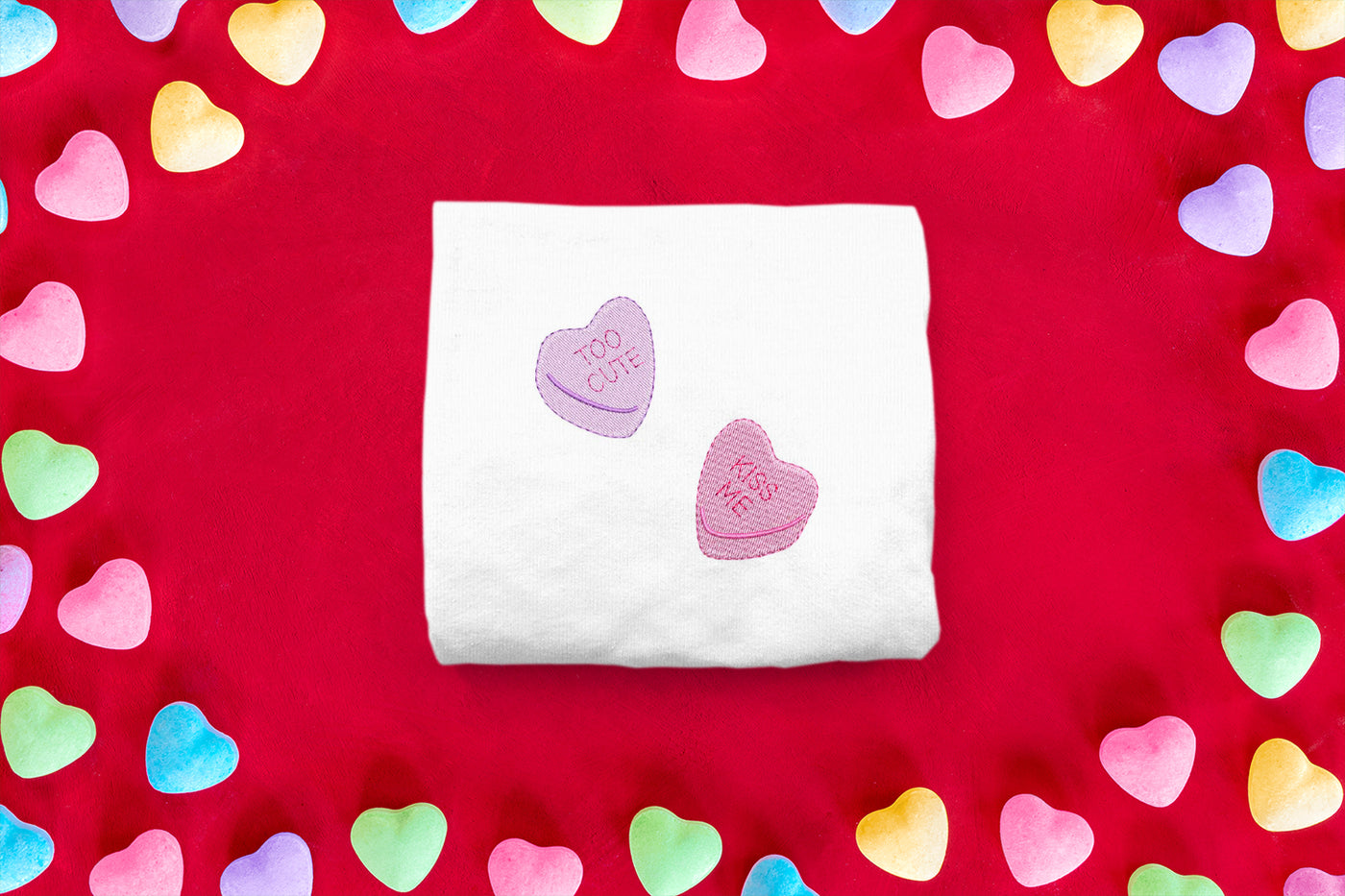 Candy Conversation Hearts Mini Embroidery Design File Duo