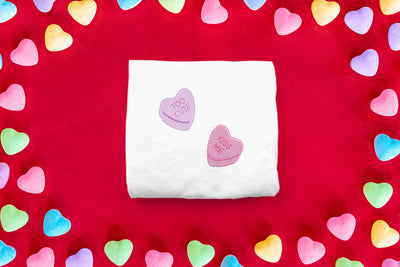 Candy Conversation Hearts Mini Embroidery Design File Duo