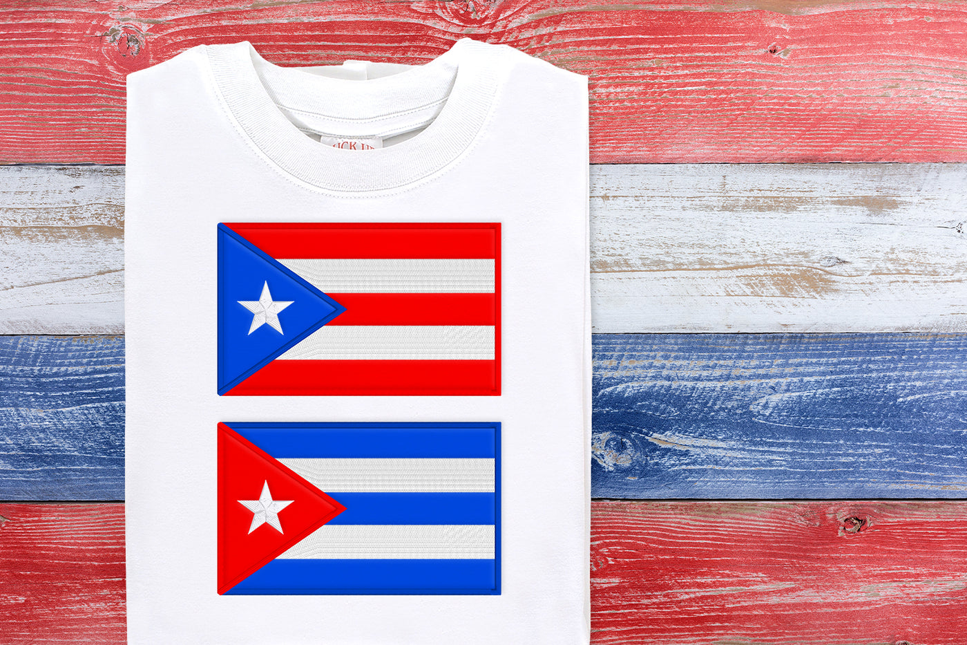 Puerto Rico or Cuba Flag Applique Embroidery File