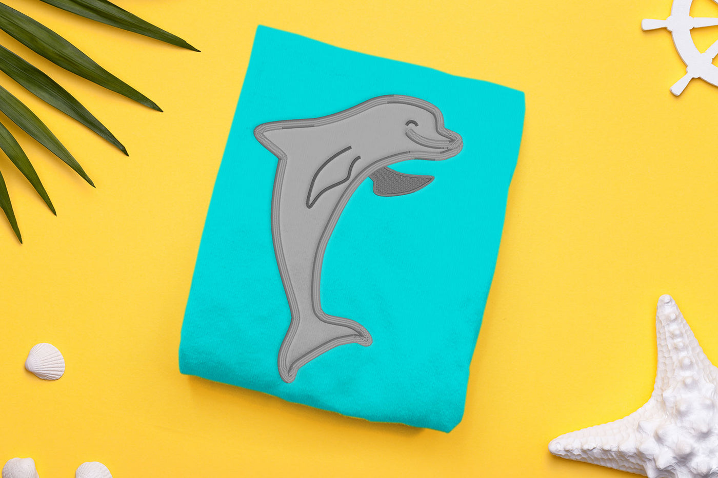 Waving Dolphin Applique Embroidery File