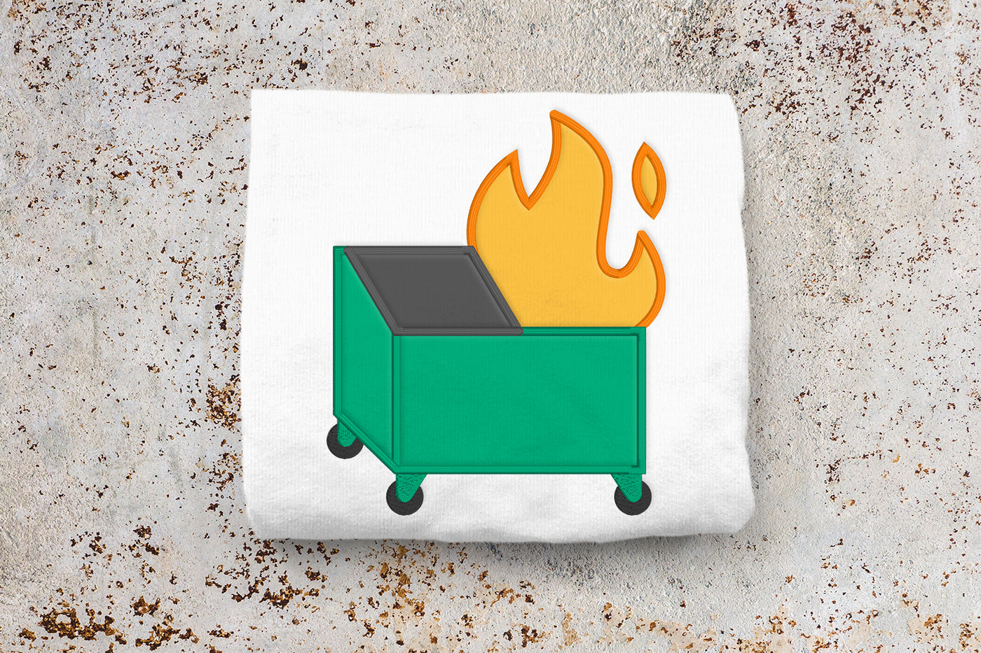 Dumpster Fire Applique Embroidery File