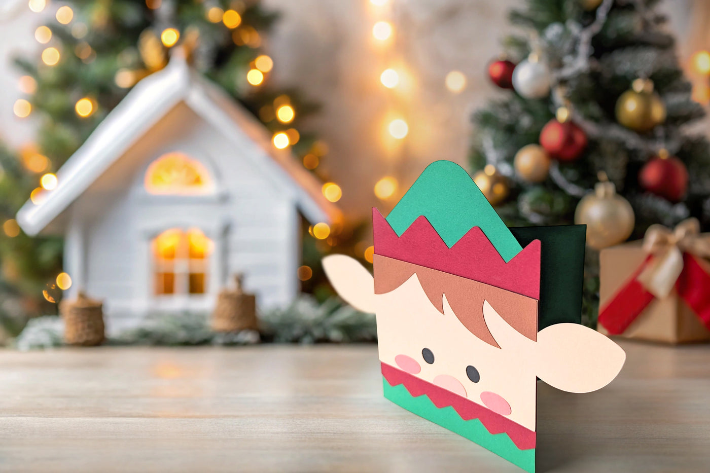 Elf Face Layered Paper Card SVG File