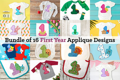 Baby Firsts 1 Applique Embroidery File Bundle