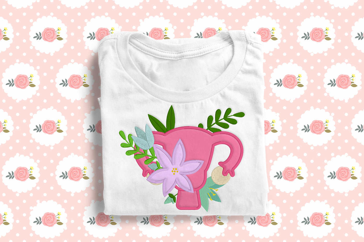 Uterus with Flowers Applique Embroidery File