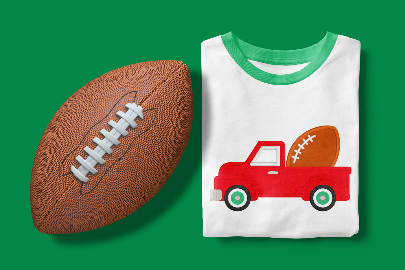 Vintage Truck with Football Applique Embroidery File
