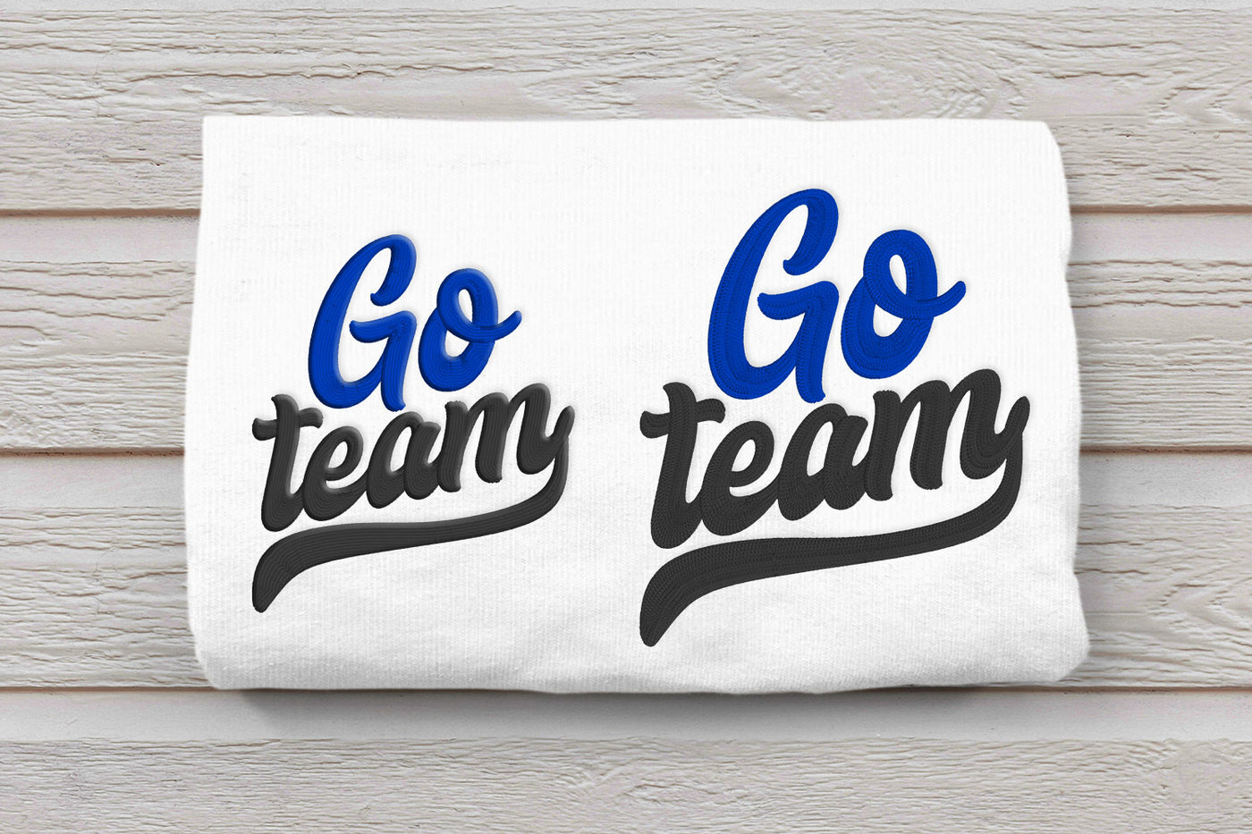 Go Team Script Letters Embroidery