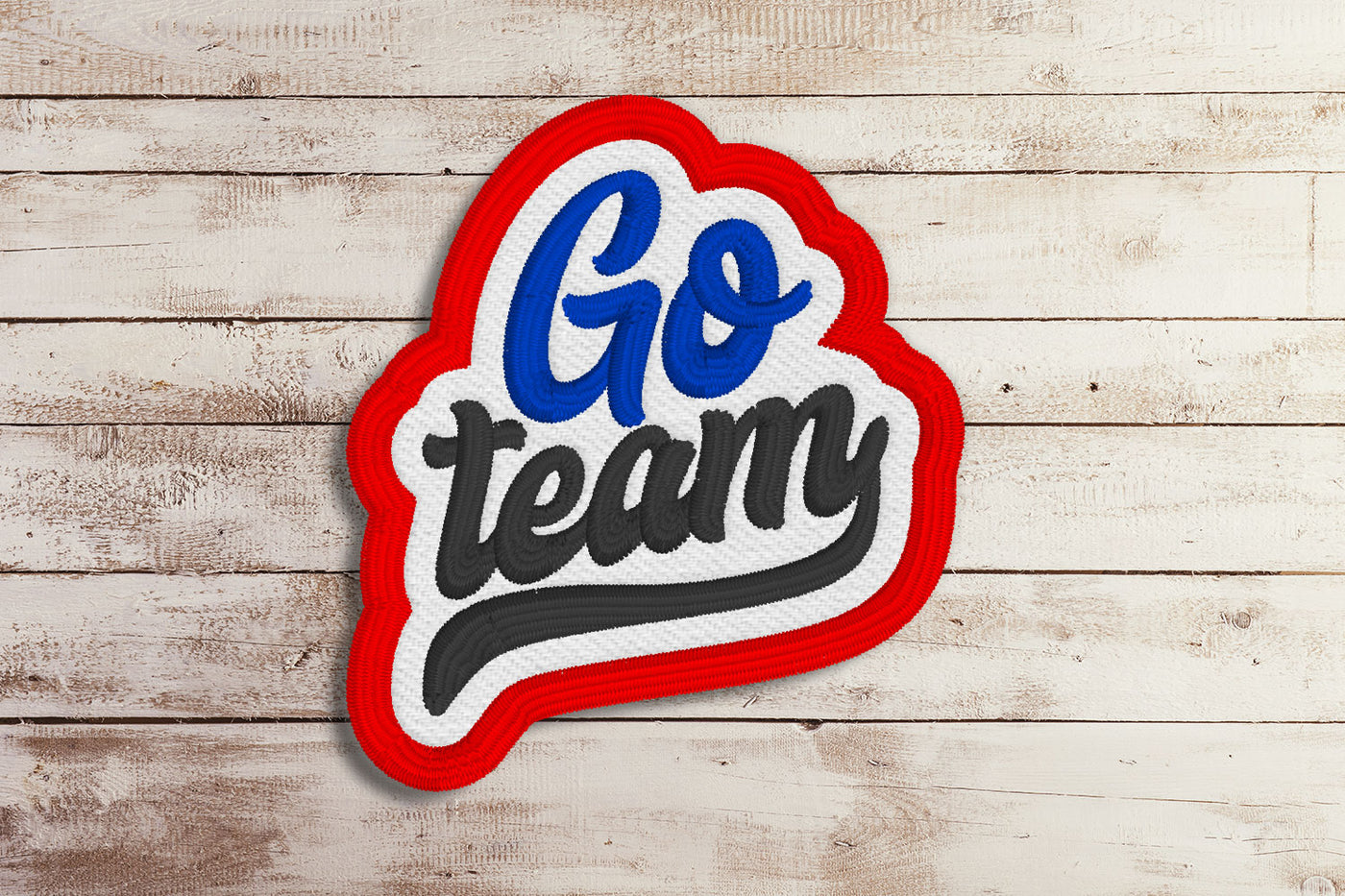 Go Team Script Patch ITH applique embroidery