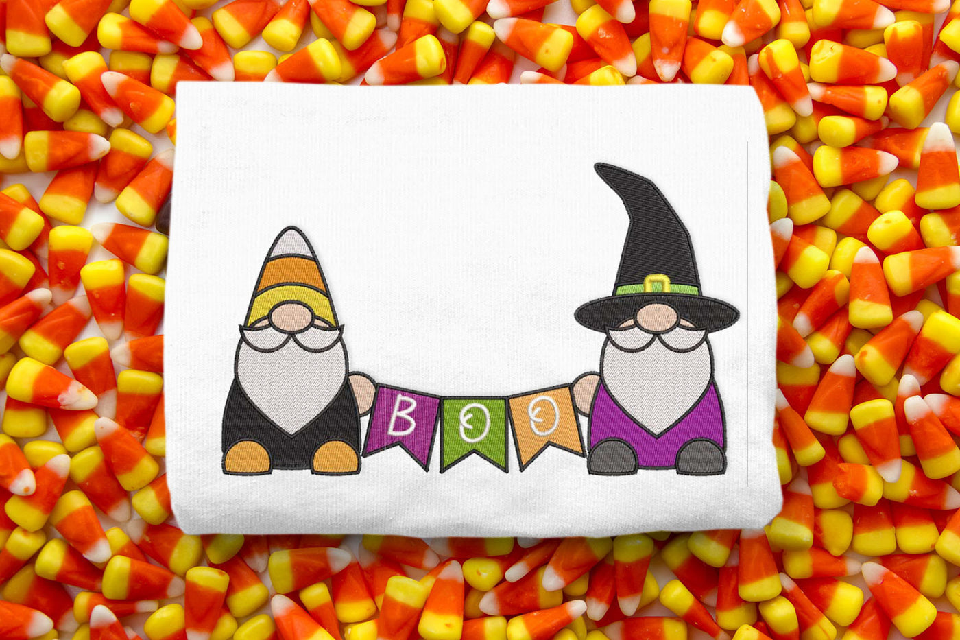 Halloween Gnomes with Boo Sign Embroidery File
