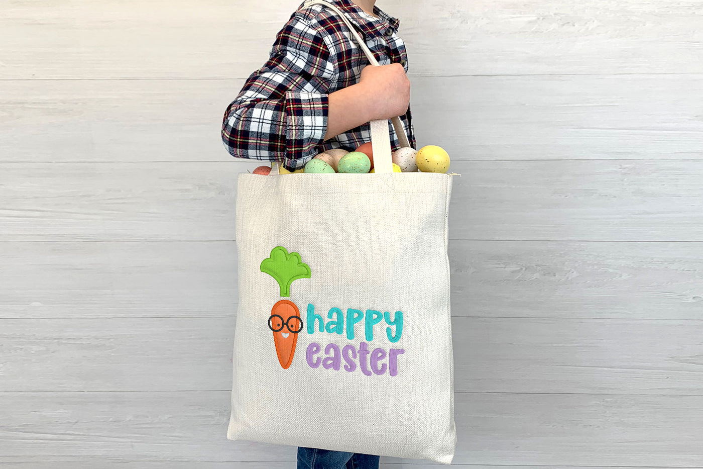 Happy Easter with Nerdy Carrot Applique Embroidery File