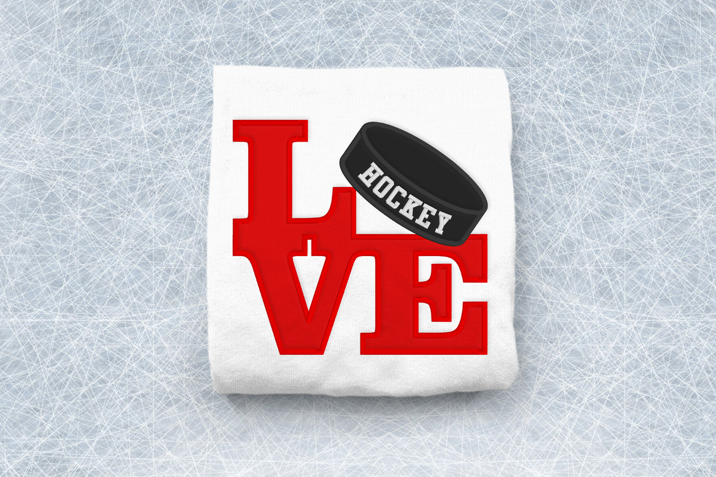 Love Hockey Applique Embroidery File