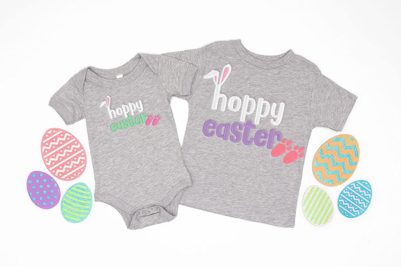 Hoppy Easter with Bunny Ears and Feet Embroidery File