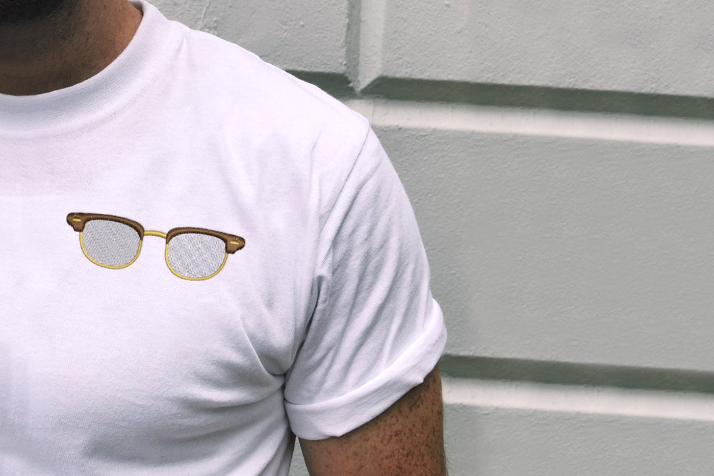 Vintage Horn Rim Glasses Embroidery